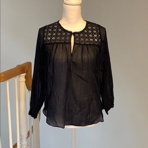 Euc J.crew classy blouse with embroidered details